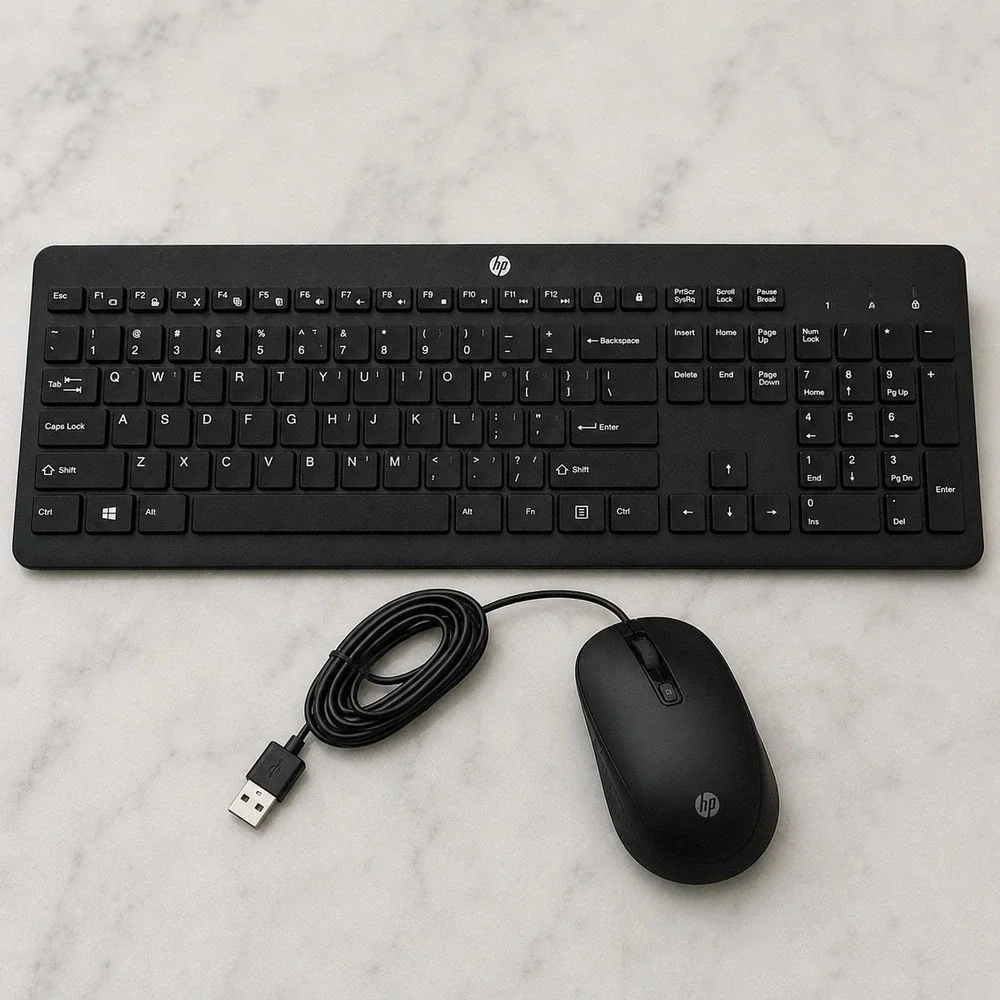 HP Wireless Keyboard & Mouse Combo USB Receiver Black HSA-A005K Full Size